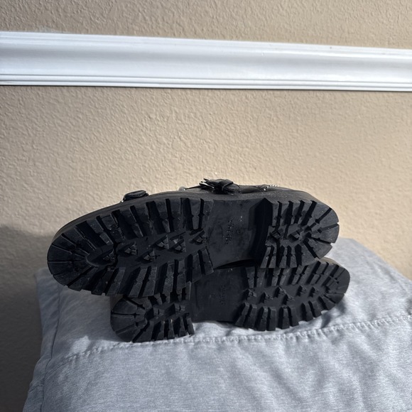 Zara Patent Leather Shoes Women Size 39, 8 Black Stud Pearl Oxford Lug Sole Prep - Picture 5 of 7